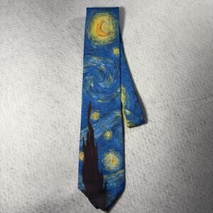 Vintage 1994 Ralph Marlin Starry Night Tie Vincent Van Gogh Art Series 90s USA
